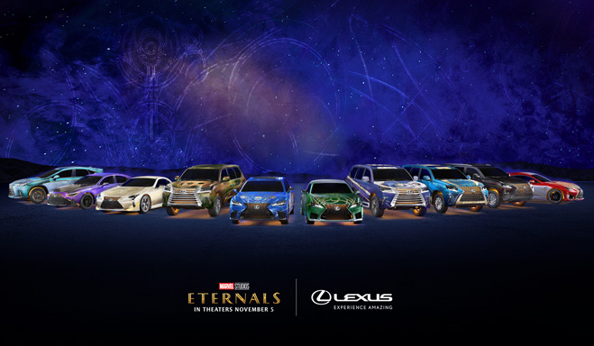 Lexus представил супергеройские автомобили студии Marvel Studios «Вечные»