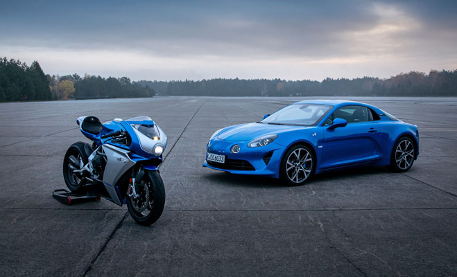 MV Agusta and Alpine present a motorcycle inspired by the Alpine A110.